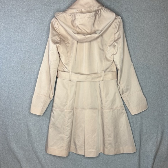 Karl Lagerfeld Paris Women's Trench Coat S Beige Belted Removable Hood - Picture 11 of 14